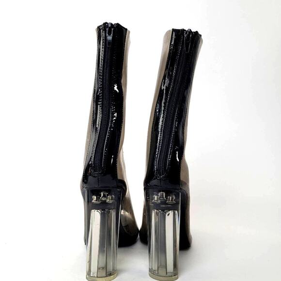 Y2k Wild Diva Clear Chunky Smoke Black Lace Up Heel Boots - 7.5 - Picture 8 of 12
